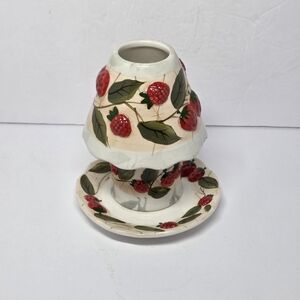 Yankee Candle Ceramic Strawberry Raspberry Fruit Votive Candle Holder Set